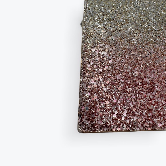 Jimmy Choo Ombré Pink Flamingo Platinum Lizzie Mini Glitter Clutch Shoulder Bag - Picture 10 of 14